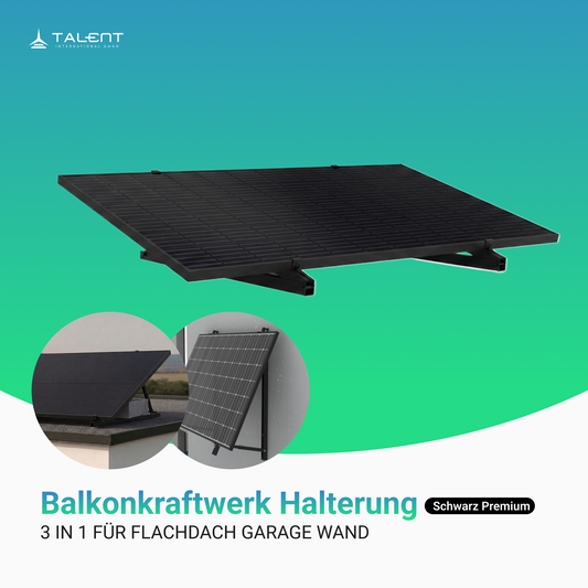 Balkonkraftwerk Halterung Flachdach Garage Wand Schwarz Premium | 18°-30° verstellbar