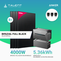 4000W Balkonkraftwerk mit Speicher - 8x 500W Full Black bifazial & Anker Solix Solarbank 3 Pro