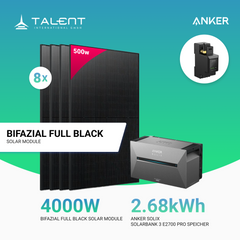 4000W Balkonkraftwerk mit Speicher - 8x 500W Full Black bifazial & Anker Solix Solarbank 3 Pro