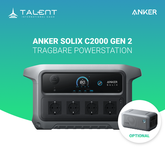 Anker SOLIX C2000 Gen 2 Tragbare Powerstation, optional mit Erweiterungsakku (0% MwSt. gem. § 12 Abs. 3 UStG)