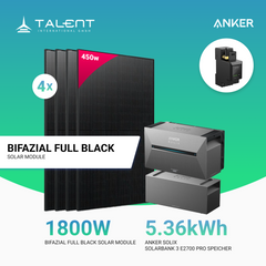 1820W Balkonkraftwerk mit Speicher - 4x 455W Full Black Glas-Glas bifazial Modul & Anker Solix Solarbank 3 Pro