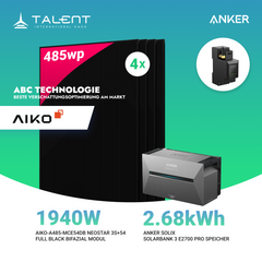 1940W Balkonkraftwerk mit Speicher - 4x 485W Aiko Full Black bifazial Modul & Anker SOLIX Solarbank 3 Pro