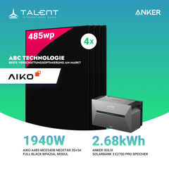 1940W Balkonkraftwerk mit Speicher - 4x 485W Aiko Full Black bifazial Modul & Anker SOLIX Solarbank 3 Pro