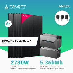 2730W Balkonkraftwerk mit Speicher - 6x 455W Bifazial Glas-Glas Full Black Modul & Anker Solix Solarbank 3 Pro