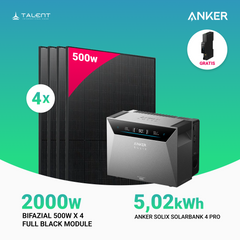 2000W Balkonkraftwerk mit Speicher - 4x 500W Full Black bifazial & Anker Solix Solarbank 4 Pro | jetzt auf Lager & sofort lieferbar
