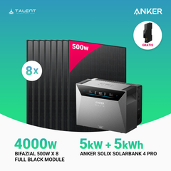 4000W Balkonkraftwerk mit Speicher - 8x 500W Full Black bifazial & Anker Solix Solarbank 4 Pro | jetzt auf Lager & sofort lieferbar