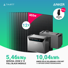5460W Balkonkraftwerk mit Speicher - 12 × 455W Full Black bifazial Glas-Glas Module & Anker SOLIX Solarbank 4 Pro | jetzt auf Lager & sofort lieferbar