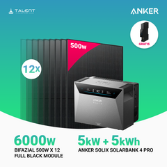 6000W Balkonkraftwerk mit Speicher - 12x 500W Full Black bifazial & Anker Solix Solarbank 4 Pro | jetzt auf Lager & sofort lieferbar