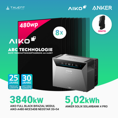 3840W Balkonkraftwerk mit Speicher - 8 × AIKO 480W Full Black bifazial & Anker SOLIX Solarbank 4 Pro | jetzt auf Lager & sofort lieferbar