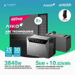 3840W Balkonkraftwerk mit Speicher - 8 × AIKO 480W Full Black bifazial & Anker SOLIX Solarbank 4 Pro | jetzt auf Lager & sofort lieferbar