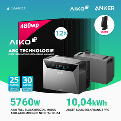 5760W Balkonkraftwerk mit Speicher - 12 × AIKO 480W Full Black bifazial & Anker SOLIX Solarbank 4 Pro | jetzt auf Lager & sofort lieferbar