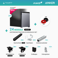 PV Komplettset 12 kWp - 26× AIKO 480W Full Black & Anker X1-H12K-T mit Speicheroption & Unterkonstruktion