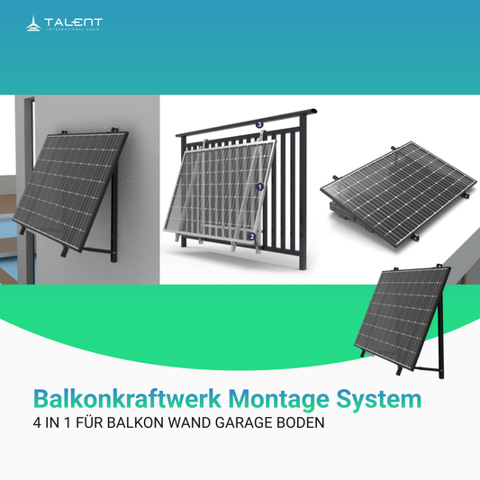 4 in 1 Balkonkraftwerk Montage System für 1 PV Module | Halterung Befestigung für Balkon Wand Garage Dach
