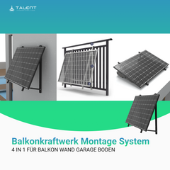 4 in 1 Balkonkraftwerk Montage System für 1 PV Module | Halterung Befestigung für Balkon Wand Garage Dach