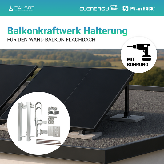 Balkonkraftwerk Halterung Aufständerung für PV Modul | Wand Balkon Flachdach