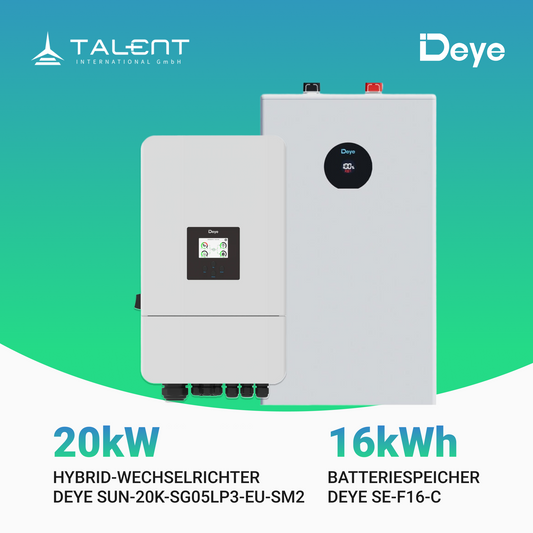 Deye SE-F16-C 16kWh Batteriespeicher & 20kW Hybrid-wechselrichter SUN-20K-SG05LP3-EU-SM2 Dreiphasig