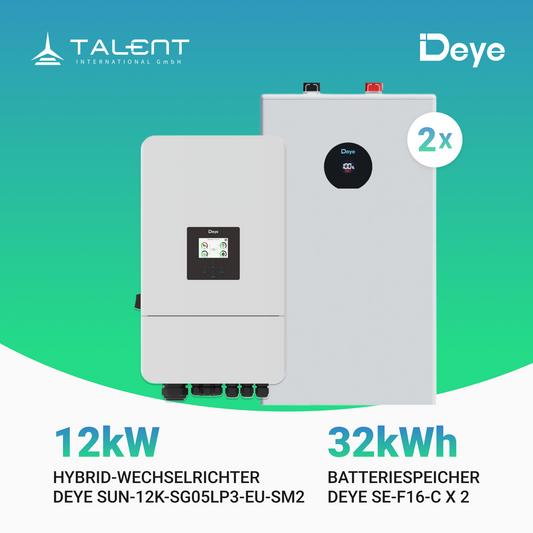 Deye SE-F16-C 32kWh (2 x 16kWh) Batteriespeicher & SUN-12K-SG05LP3-EU-SM2 Hybrid-Wechselrichter