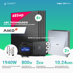 APsystems EZHI + EZ1M Set: Insel- & Hybrid-System + 5 kWh / 10 kWh Speicher + 1940W (4×485W) Aiko Bifacial Glas Full Black Modulen + AC Leistung 2800W