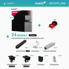 PV Komplettset 10 kWp - 22 × 485W AIKO Full Black & EcoFlow PowerOcean 10kW Hybrid Wechselrichter mit 10,24kWh LFP-Speichersystem (inkl. BMS)