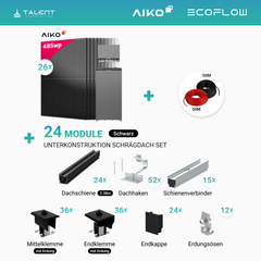 PV Komplettset 12.61 kWp - 26 × 485W Aiko Full Black & EcoFlow PowerOcean 12kW Hybrid Wechselrichter mit 10.24 / 15.36 kWh LFP-Speichersystem (inkl. BMS)