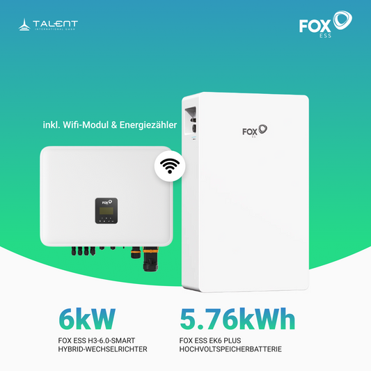 FOX ESS 6kW H3-6.0-Smart 3-phasig Hybridwechselrichter mit EK6 Plus Hochvoltspeicherbatterie 5,76 kWh