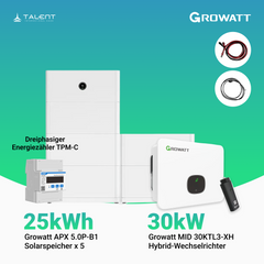 Growatt Komplettset - MID 30KTL3-XH 30kW Hybridwechselrichter 3-phasig & APX 25.0P Solarspeicher 25kWh (mit P2)