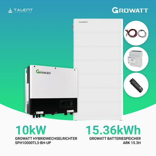 Growatt Komplettset SPH10000TL3-BH-UP 10kW mit 15,36kWh ARK 15.3H Batteriespeicher