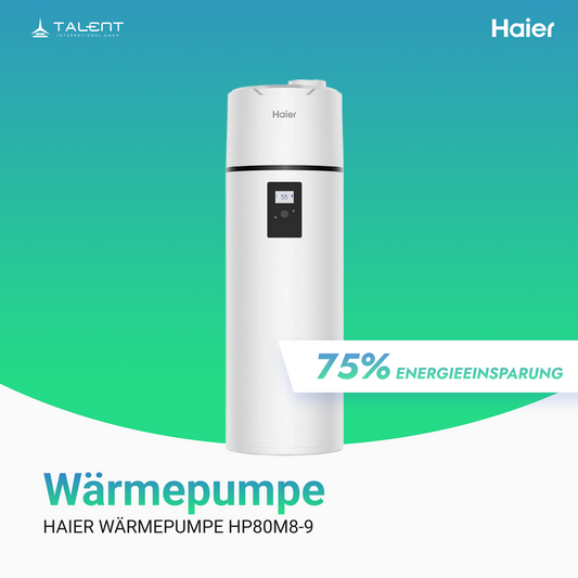 Haier Brauchwasser Wärmepumpe HP80M8-9, 80L, A+, R290 Kältemittel – Effiziente Warmwasserlösung