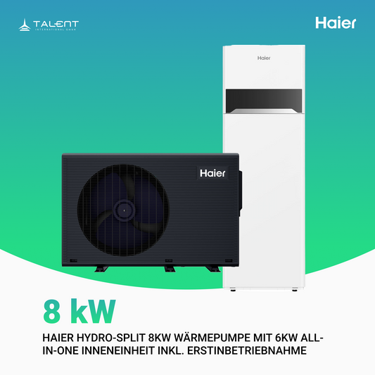 Haier Hydro-Split 8kW Wärmepumpe mit 6kW All-in-One Inneneinheit inkl. Erstinbetriebnahme