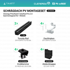 Clenergy PV-ezRack® SolarRoof Pro 2.0 Unterkonstruktion Schrägdach Quermontage Montageset für 1 Module in Schwarz ( neue ver. 2026 )