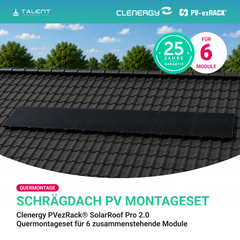 Clenergy PV-ezRack® SolarRoof Pro 2.0 Unterkonstruktion Quermontage Schrägdach Montageset für 6 Module in Schwarz ( neue ver. 2026 )