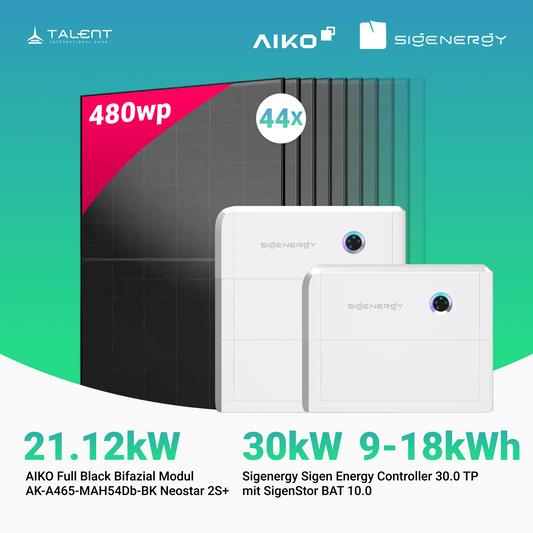 PV Komplettset 21.12 kWp - 44 × AIKO 480W Full Black & Sigenergy Sigen Energy Controller 30.0 TP 30kW mit Speicheroption