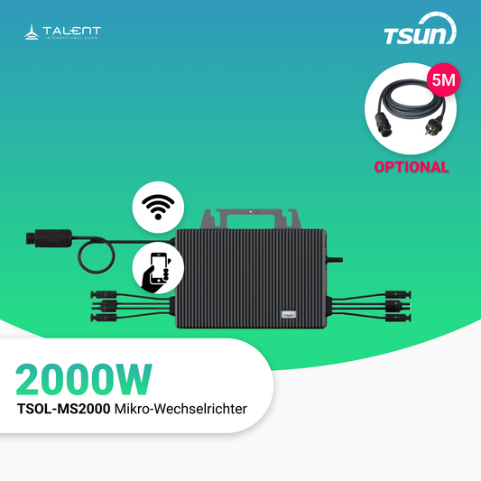 TSUN 2000W TSOL-MS2000 Mikro-Wechselrichter für Balkonkraftwerk, IP67 wetterfest, 4 MPPT, Bluetooth & WiFi