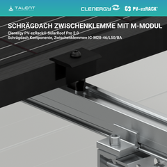 Clenergy PV-ezRack® SolarRoof Pro 2.0 Unterkonstruktion Schrägdach Komponente - Zwischenklemme mit M-Modul, IC-M28-46/L50/BA, halb schwarz