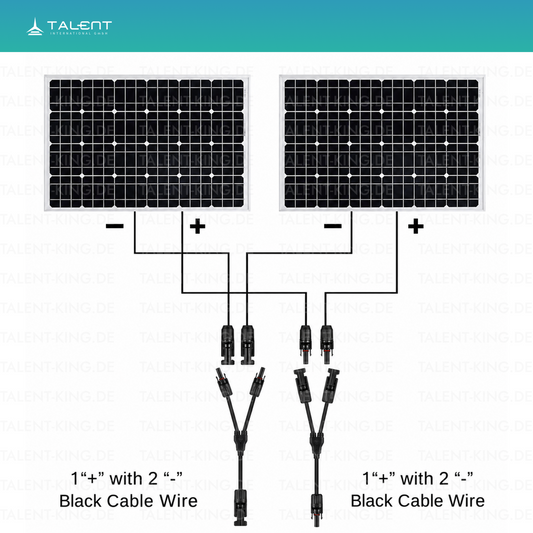 MC4 Solarkabel Y-Verteiler I 1 Paar 1Y2 Stecker für Solarpanel Kabelverlängerung (Schwarz)