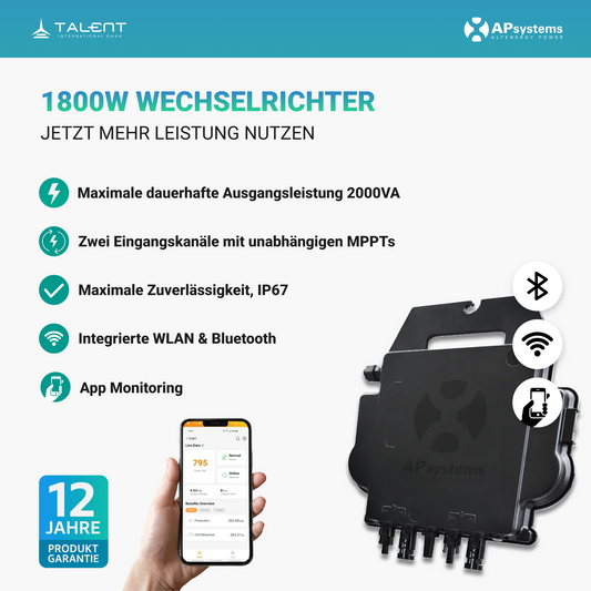 APsystems EZ1D 1800W Microwechselrichter inkl. Wi-Fi und Bluetooth