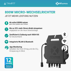 APsystems EZHI + EZ1M Set: Insel- & Hybrid-System + 5 kWh / 10 kWh Speicher + 1820W (4 × 455W) Bifacial Glas Full Black Modulen + AC Leistung 2800W