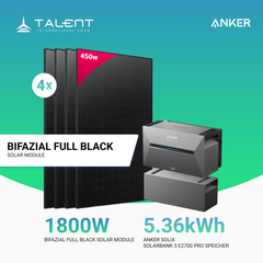 1820W Balkonkraftwerk mit Speicher - 4x 455W Full Black Glas-Glas bifazial Modul & Anker Solix Solarbank 3 Pro