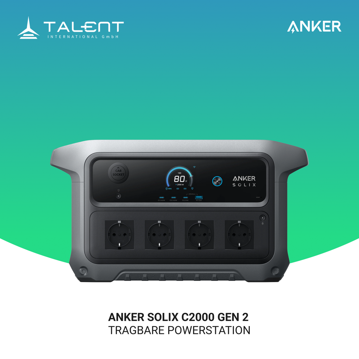 Anker SOLIX C2000 Gen 2 Tragbare Powerstation, optional mit Erweiterungsakku (0% MwSt. gem. § 12 Abs. 3 UStG)