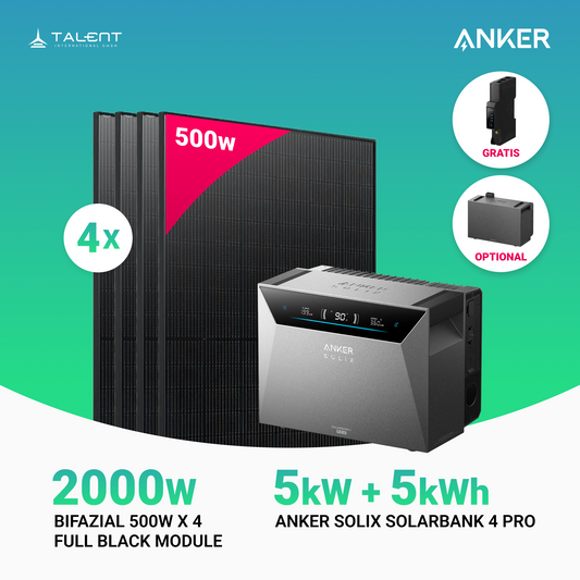 2000W Balkonkraftwerk mit Speicher - 4x 500W Full Black bifazial & Anker Solix Solarbank 4 Pro | jetzt auf Lager & sofort lieferbar