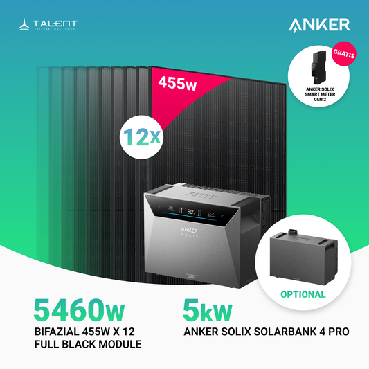 5460W Balkonkraftwerk mit Speicher - 12x 455W Full Black bifazial & Anker Solix Solarbank 4 Pro | jetzt auf Lager & sofort lieferbar