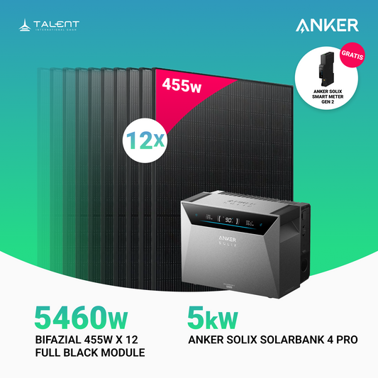 5460W Balkonkraftwerk mit Speicher - 12x 455W Full Black bifazial & Anker Solix Solarbank 4 Pro | jetzt auf Lager & sofort lieferbar