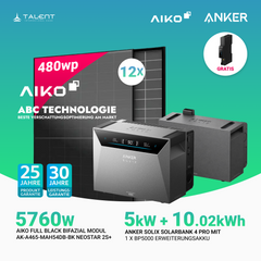 5760W Balkonkraftwerk mit Speicher - 12 × AIKO 480W Full Black bifazial & Anker SOLIX Solarbank 4 Pro | jetzt auf Lager & sofort lieferbar