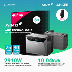 2910W Balkonkraftwerk mit Speicher - 6 × AIKO 485W Full Black bifazial & Anker SOLIX Solarbank 4 Pro | jetzt auf Lager & sofort lieferbar