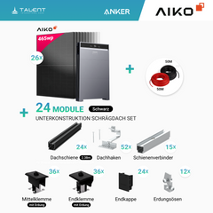 PV Komplettset 12 kWp - 26 × AIKO 465W Full Black & Anker X1-H12K-T mit Speicheroption & Unterkonstruktion