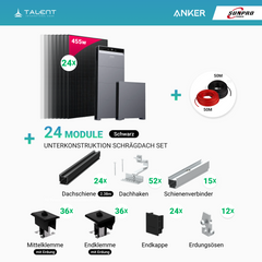 PV Komplettset 12 kWp - 24 × 455W Bifacial Full Black Glas-Glas Module & Anker X1-H12K-T mit Speicheroption & Unterkonstruktion