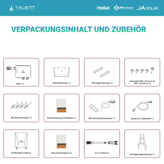 APsystems EZHI + EZ1D Set – Hybrid & Insel-System mit 5 kWh / 10 kWh Speicher + 4550W (10 x 455W) Bifazial Full Black PV Modulen, AC Leistung 3800W