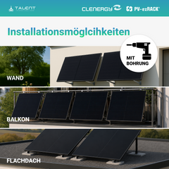 Balkonkraftwerk Halterung Aufständerung für PV Modul | Wand Balkon Flachdach