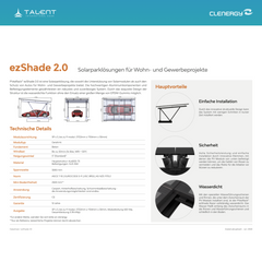 Solarcarport Einzel Clenergy PV-Gestellsystem ezShade 2.0 inkl. 9x 455W Bifazial Full Black Module