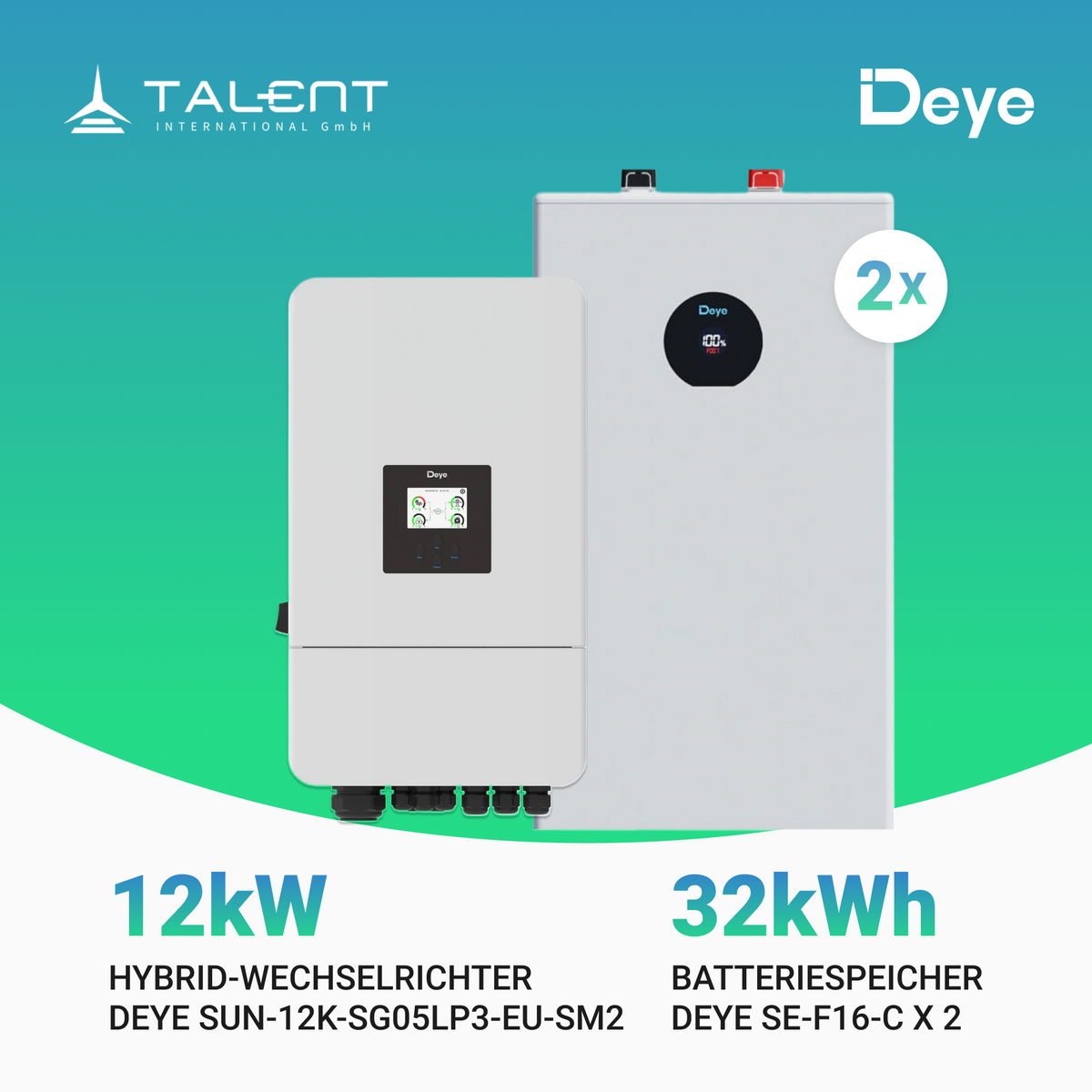 Deye SE-F16-C 32kWh (2 x 16kWh) Batteriespeicher & SUN-12K-SG05LP3-EU-SM2 Hybrid-Wechselrichter